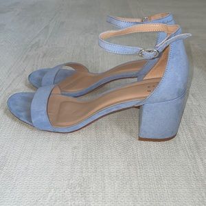 Baby Blue Suede Block Heel - Size 9.5